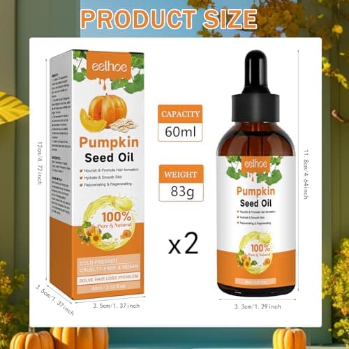 2 pièces Pumpkin Seed Oil,Huile de Graines Citrouille pour Cheveux,Huile de Pepin de Courge,Huile Cheveux Favorise la Croissance des Cheveux,Pour le Traitement de la Chute des Cheveux