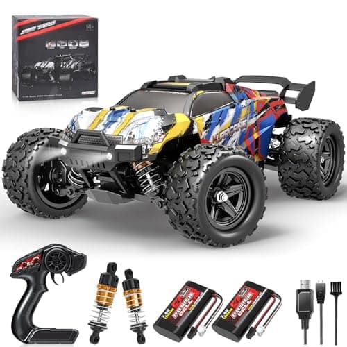 JONRRYIN Voiture Télécommandée, 1:18 4WD RC Voiture Radiocommandées avec 2 Batterie 60 Minutes, 2.4 GHz Tout Terrain Rapide Voiture, Jouet Monster Truck pour Enfant Adulte Anniversaire Cadeau