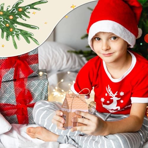 LEMESO 24 Sacs Cadeau de Noël, Boîte de Calendrier de l'Avent à Remplir, Sac en Papier Kraft Sac Bonbon Idéal pour Noël Anniversaire Mariage