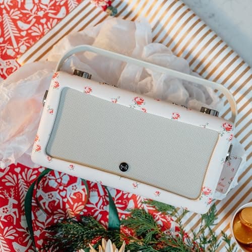 VQ Cath Kidston Hepburn Voice Alexa Enceinte Connectée Enceinte Bluetooth Intelligente, Portable et Puissante de 20 W avec Port de Charge USB et 8 Heures D'autonomie de Lecture - Rose Dispersée