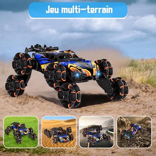Aragallant Voiture Télécommandée, 8WD RC Stunt Car, 360 ° Rotation Capteur Gestuel Voiture télécommandée avec Musique Lumière et Spray, Jouet Cadeaux pour Enfant Garçon Fille 3+ Ans