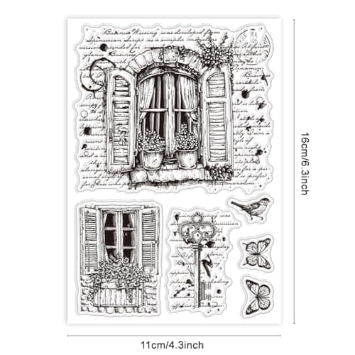 GLOBLELAND Tampons Transparents de Fond de Fenêtre de Jardin pour Cartes Tampons Transparents en Forme de Papillon Tampons Transparents pour Bricolage Scrapbooking Album Photo Journal