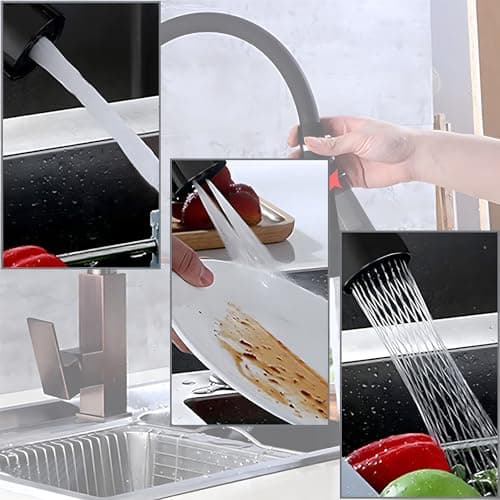 Aérateur de Robinet, 360° Pivotant Embout Robinet Cuisine avec 3 Modes Douchette Mousseur Robinet Economie Eau, Adaptateur Economiseur D'eau Pour Robinet Salle De Bain lavabo (Noir)