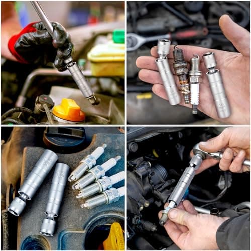 Zocipro Douille Bougie 14mm & 16mm, Joint Universel Magnétique Clé à Bougie Allumage, Cle a Bougie Magnétique Universelle 12 Pans 3/8 Pouces CR-V pour réparation de Voiture