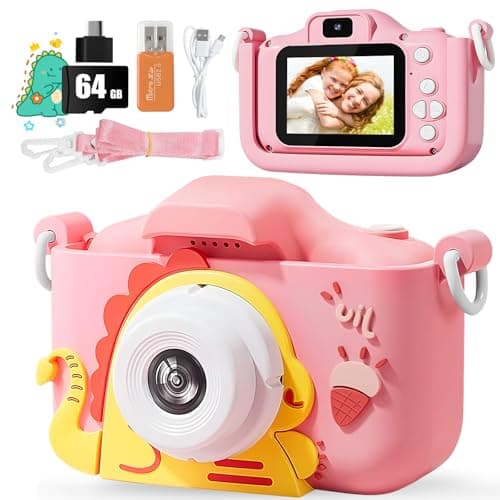 Appareil Photo Enfant, 2" 1080p, Appareils Photos Numériques Enfants, HD Appareil Photo pour Enfant avec 64GB Carte, Deux Caméras Avant Et Arrière, Kids Camera, Cadeaux pour Enfants de 3 À 12 Ans