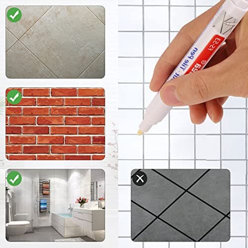 Stylo de Carrelage Blanc, 6 PièCes Stylos à Joints Blanc, Stylos à Coulis de RéParation de Carrelage Pour Joints de Carrelage de Cuisine Et Salle de Bain Marqueur de RéParation Pour Carrelage