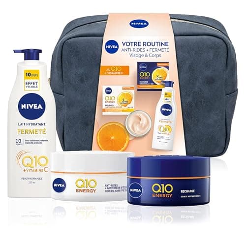 NIVEA Q10 Trousse Energy (1 x 1 pce), Trousse de toilette garnie contenant 3 soins visage et corps, Coffret cadeau femme idéal à emporter partout avec soi