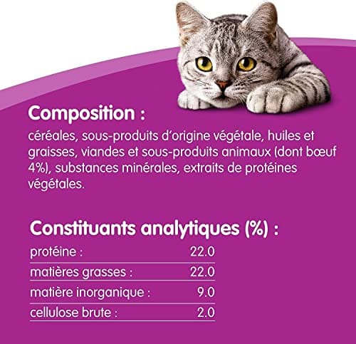 WHISKAS LES IRRÉSISTIBLES – Friandises au boeuf pour chat adulte, croquantes à l'extérieur et tendres à l'intérieur – 8 boîtes de 60g - l'emballage peut varier