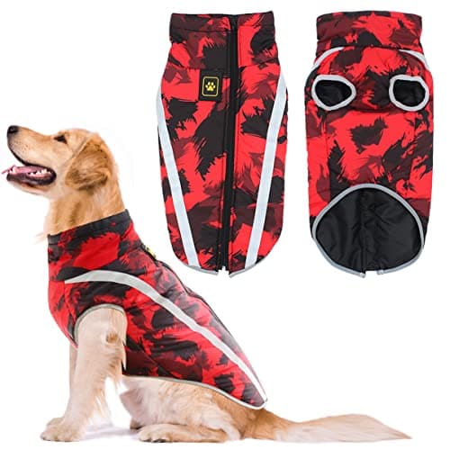 Idepet Manteau De Chat De Chat pour Animaux, Chaud Cavaliers De Chien d'hiver Petit Moyen Grand Chien Vestes Gilet Windproof Snowsuit Chien Vêtements Outfit avec Harnais Trou