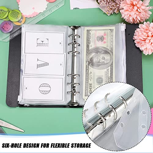 12PCS A5 Taille 6 Trous Pochettes Classeur en Plastique 6 Trous Sacs Zippés à Feuilles Mobiles Dossiers à Glissière des Dossiers Imperméable