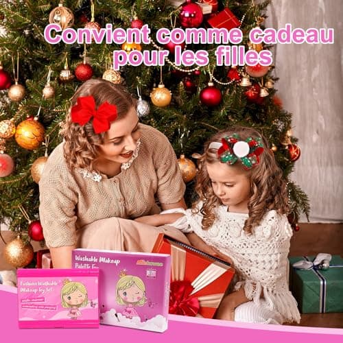 Maquillage Enfant Jouet Filles Lavable Coffret Maquillage Enfant Filles Jouet Non Toxique Palette de Maquillage pour Enfants Halloween Carnaval Cadeau de Noël Anniversaire pour Princesse de 4 5 6 7 8