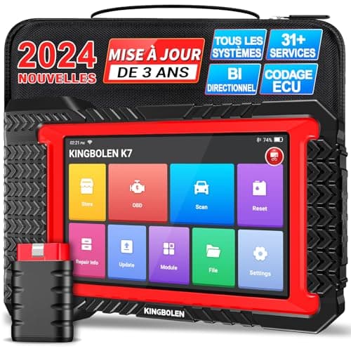 KINGBOLEN K7 Valise de Diagnostic Auto OBD II en français avec Mise à Jour 3 Ans, 31 Services, bidirectionnels, Codage ECU- Outil incontournable pour Les mécaniciens et Amateurs Voitures