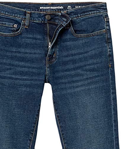Amazon Essentials Jean Slim - couleurs abandonnées Homme, Bleu Foncé Vintage, 33W / 32L