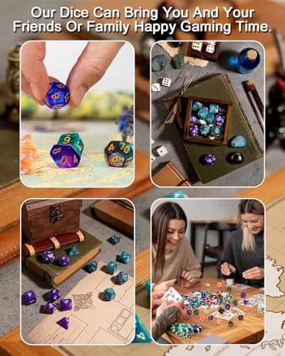 TIDEVAN Dés Polyédriques,42 Pièces Polyédrique Jeu de Dice Réutilisable Jeux de Table dés,avec 6 Petits Sacs à Dés Velours Gratuit Les Donjons Dragons DND RPG Jeux de Table MTG Dés D4 D8 D10 D12 D20