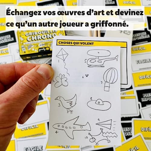 Gribouillis Chrono : Le jeu de dessin vivement frénétique et assurément drôle | Un jeu de société qui se joue en famille, pour les enfants, les adolescents et les adultes (Français)