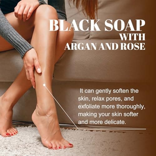 Savon Noir à L'argan et à la Rose,Savon Noir du Maroc Beldi,100% Organic Moroccan Black Soap,Savon Noir Marocain à 100% Biologique,Savon Exfoliant Pour Le Corps Au Savon Noir,Zawina Black Beldi Soap