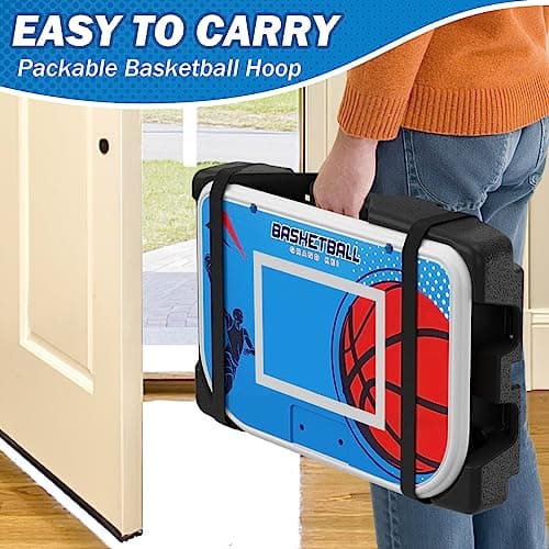 HYES Panier de Basket Exterieur Panier Basket Enfant, Réglable Hauteur Basket Interieur avec Pompe et 4 Ballon pour Jeux Exterieur Enfants