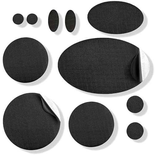 aZengear Patchs de réparation de doudoune | Prédécoupés, autocollants, imperméables, résistants aux déchirures en nylon pour fixer des trous dans les vêtements (11 pièces, noire)
