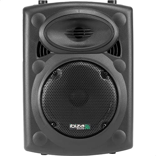Ibiza - PORT8VHF-BT - Enceinte Portable 8"/400W Max avec 2 micros (Filaire et VHF), télécommande et Housse de Protection - Bluetooth, USB, SD - Autonomie 4 à 6h