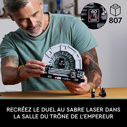 LEGO Star Wars Diorama de la Salle du Trône de l’Empereur - Maquette à Construire - Retour du Jedi 40e Anniversaire avec Minifigurines des Personnages culte Luke Skywalker et Dark Vador 75352