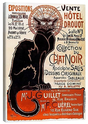 Posterlounge Tournée du Chat noir, 1896 Tableau sur toile de Théophile-Alexandre Steinlen 70 x 90 cm Beige Tableaux Décoration murale
