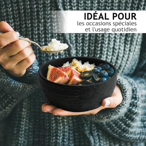 MIAMIO - 750 ml Bols/Saladiers, ensemble de 4 bols, bols à soupe, bols à céréales, bols de service en céramique - adaptés au micro-ondes, au lave-vaisselle et au four - Collection Oasis