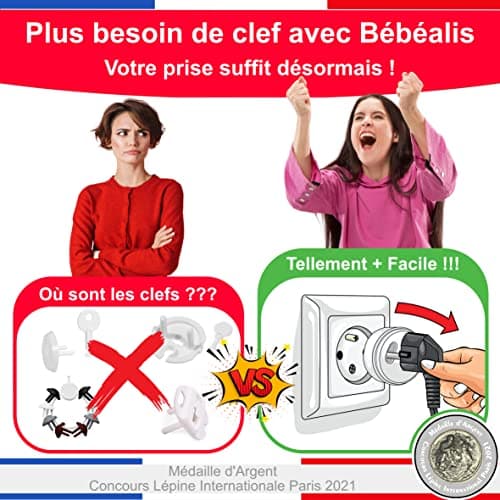 [Pack x20] Cache Prise Bébé Français Amovible [ Sans Clef Ni Adhésif ] - Invention 100% Made In France - Cache-Prise Bebe - Sécurité Domestique Et Puériculture Pour Protection Prise Courant Électrique