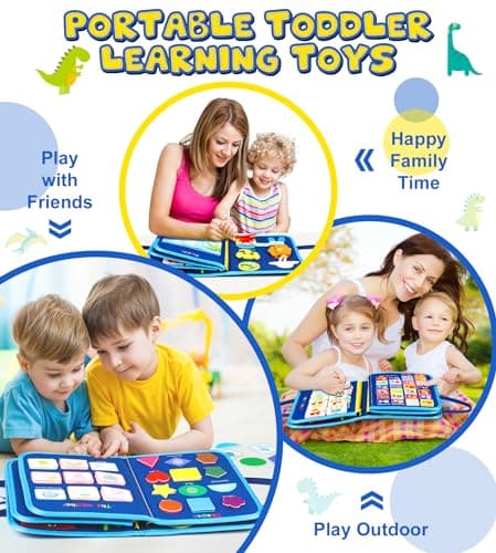 Gontence Busy Board pour Enfants | Busy Board Montessori Jouets pour 2 3 4 5 Ans - Jouets Éducatifs Tout-Petit Voyage - Dinosaure Cadeaux pour Garçon Filles