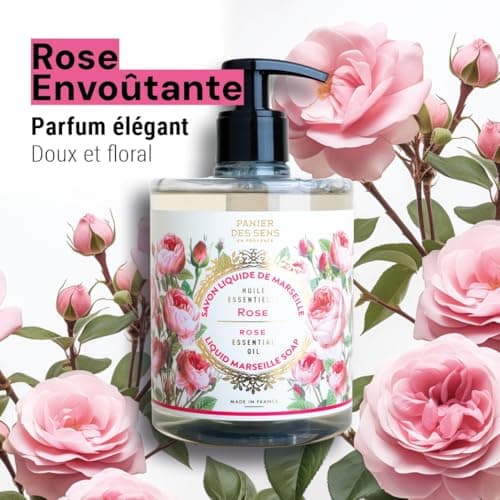Panier des Sens - Savon de Marseille Liquide Rose - Savon Liquide Mains Hydratant - avec Huile de Coco - 97% d'Ingrédients Naturels - Savon Main Fabriqué en France - 500ml