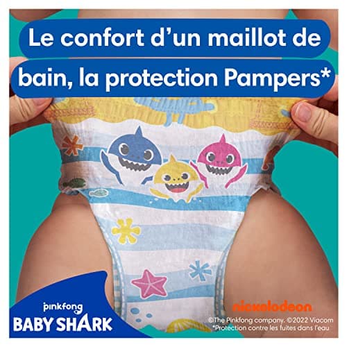 Pampers Splashers, Taille 4-5, 11 Couches-Culottes de Bain Jetables, 9-15kg, Le Confort D'un Maillot De Bain Et La Protection Pampers Optimale dans l'Eau, Edition Limitée Baby Shark