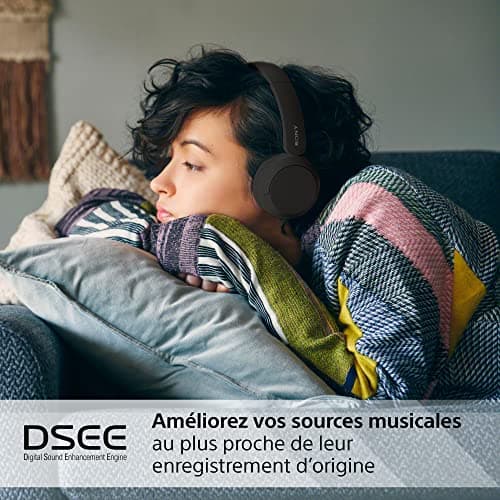 Sony WH-CH520 - Casque Bluetooth sans Fil, Multipoint, Micro intégré - jusqu'à 50 Heures d'autonomie et Charge Rapide - Noir
