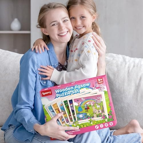 SYNARRY Puzzle Enfant 3 4 5 6 7 8 Ans, Puzzle Bois 6×60 Pièces, Jouet Educatif Préscolaire, Jouets Cadeaux pour Enfants de 3 à 8 Ans Filles Garçons