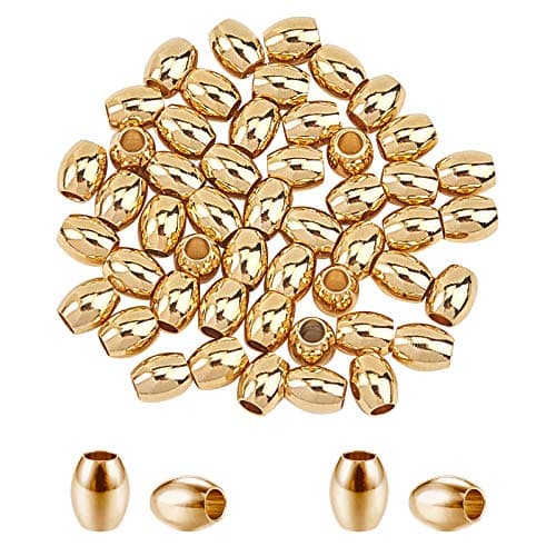 UNICRAFTALE 50 pièces Baril Perles en Vrac Perles en Métal Doré Perles en Acier Inoxydable 4mm Mini Bracelet Perles 2mm Trou Perles D'Espacement pour la Fabrication de Bijoux Résultats
