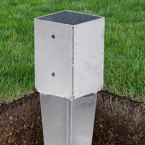 TRIBECCO Support de poteau à enfoncer - 101 x 101 mm - Longueur : 900 mm - Galvanisé à chaud - Douille à enfoncer pour poteaux en bois carré - Ancrage au sol - Poteau de portail - Séchoir à linge