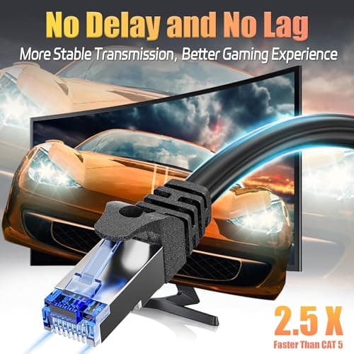Cable Ethernet 25m, Cable RJ45 25m Cat 6 Blindé FTP Cable Réseau Haut Débit Gigabit 1000 Mbits Cable LAN 23AWG Noir Câble Internet Extérieur Intérieur Imperméable pour Routeur Modem