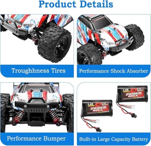 VAYOTOY Voiture Télécommandée Tout Terrain 36 KM/H 4WD 1:18 Grande Vitesse RC Voiture Adulte 2,4 GHz Voiture Radiocommandée Rechargeable électrique Crawlers Véhicule sans Fil pour Enfants Adults