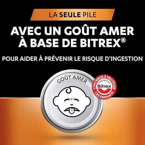 DURACELL CR2032 Piles Boutons au lithium 3V (lot de 4) - Jusqu’à +70 % de longévité - Technologie Sécurité Enfant - Recommandées pour l’AirTag d’Apple - Emballage Sécurité Enfant