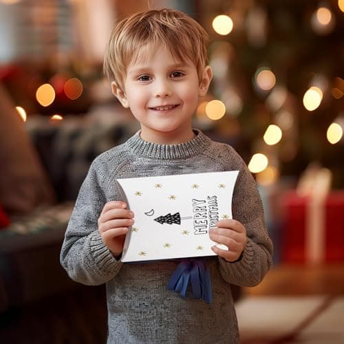 20 Boîtes Cadeaux de Noël en Papier Kraft avec Autocollant, Motifs de Noël, Idéales pour Cadeaux, Surprises, Bonbons, Bijoux et Décoration