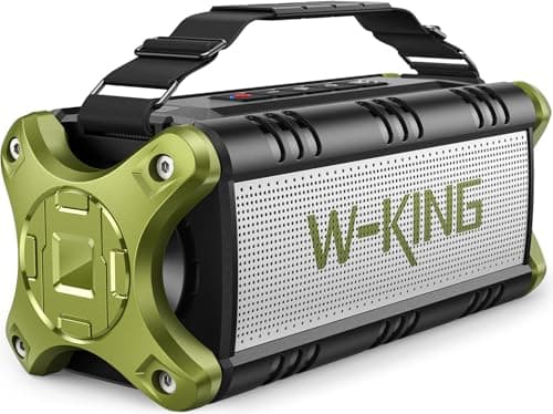 W-KING 90W Peak 50W RMS Enceinte Bluetooth Puissante, Grosse Haut Parleur Bluetooth Portable avec Basses Intenses/EQ, Enceinte San Fil Etanche IPX6/Powerbank/40H Lecture, Enceintes Exterieur NFC/TF