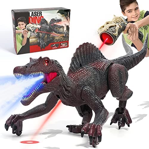 FRUSE Dinosaure Télécommandé Jouet Electrique,Jouet Dinosaure avec Traçage Lumière,Brume de Pulvérisation,Lumière LED,Spinosaurus Telecommande pour Les Garçons Filles âgés de 3 4 5 6 7 8(Rouge)