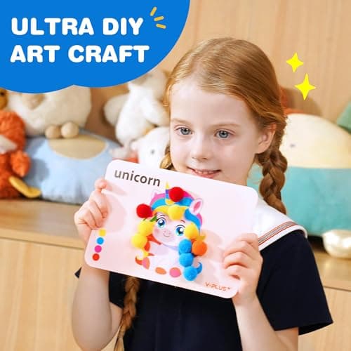 YPLUS Ensemble de Bricolage Enfant avec Pompons - Kit créatif pour le développement de la coordination et l'activité manuelle des enfants, pour des heures d'amusement-Animal