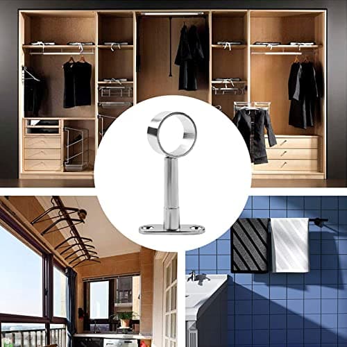 INCREWAY lot de 4 Tuyau de garde-robe réglable en acier inoxydable, diamètre 25 mm, support de levier de placard, support de tige, support de douille