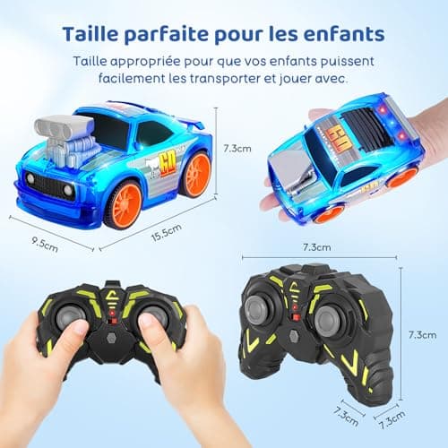 SGILE Voiture Télécommandée 3 Ans, Voiture Télécommandée Enfant 2.4 Ghz avec Lumières LED et Musique, Jouet Enfants 3ans Garçons Filles Cadeau d'anniversaire
