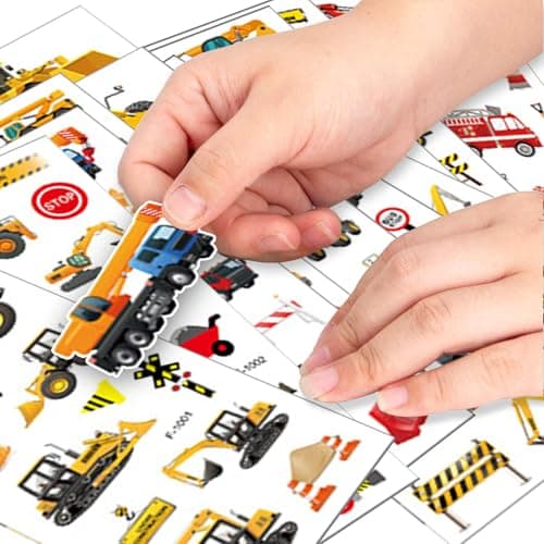 12 Pcs Autocollant Enfant, Autocollant de Camion de Construction Garçon, Stickers Scrapbooking Enfant, Autocollant 3D, Autocollants Enfants Gonflés, pour Sacs de Fête pour Enfants, Récompense Stickers
