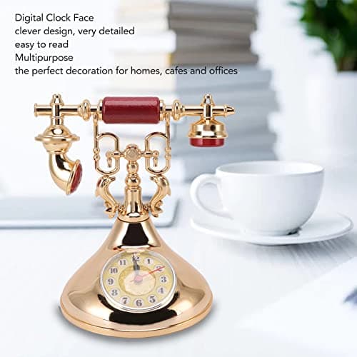 Topyond Réveil Téléphonique Rétro, Réveil Téléphonique Vintage, Réveil Téléphonique Vintage élégant Unique Alimenté par Batterie pour Le Bureau du Café à la Maison(YF020-2) Cadeau Femme