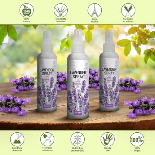 Aroma Spray Set Lavande 2x250ml - Spray à l'Huile Essentielle d'Lavande - Brume Parfumée - Maison Spray d'Intérieur - Parfum de Linge - Vaporisateur d'Oreiller - Relaxation - Aromathérapie