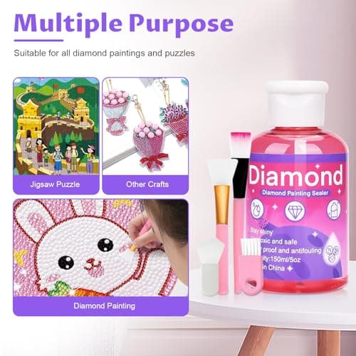 Scellant pour Peinture Diamant Conserve,450ML Colle,Diamond Painting Accessoires,pour Fixer et Sceller les Kit Diamond Painting son éclat pour toujours