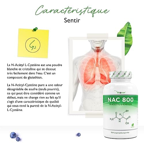 NAC - N-Acétyl L-Cystéine 180 capsules de 800 mg chacune - 6 mois d'approvisionnement - Végétalien - Haute dose - Qualité Premium