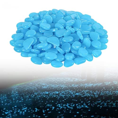 DAZZLEEX Lot de 50 galets phosphorescents pour aquarium Bleu