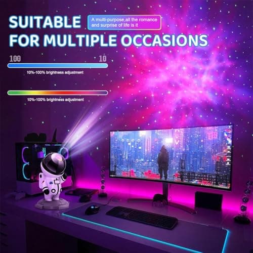 Projecteur Ciel Etoile Rechargeable, 15 Galaxies et Minuterie, Double Contrôle Veilleuse Astronaute, Enfant Adulte Decoration Chambre Plafond Rotation Led Lampe Projecteur, Cadeaux Noel Anniversaire